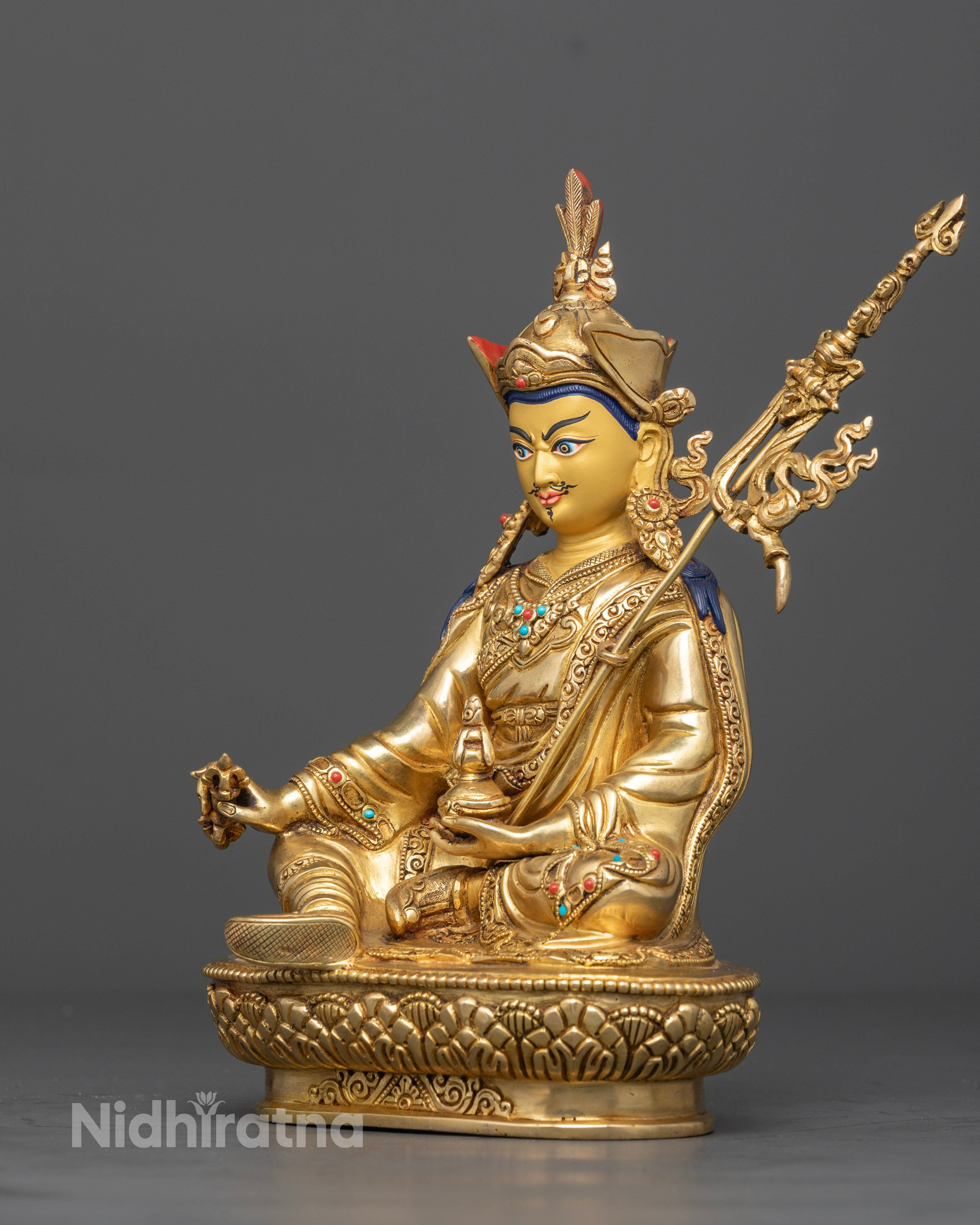 24k Gold-Plated Guru Rinpoche Statue | Symbol of Enlightenment