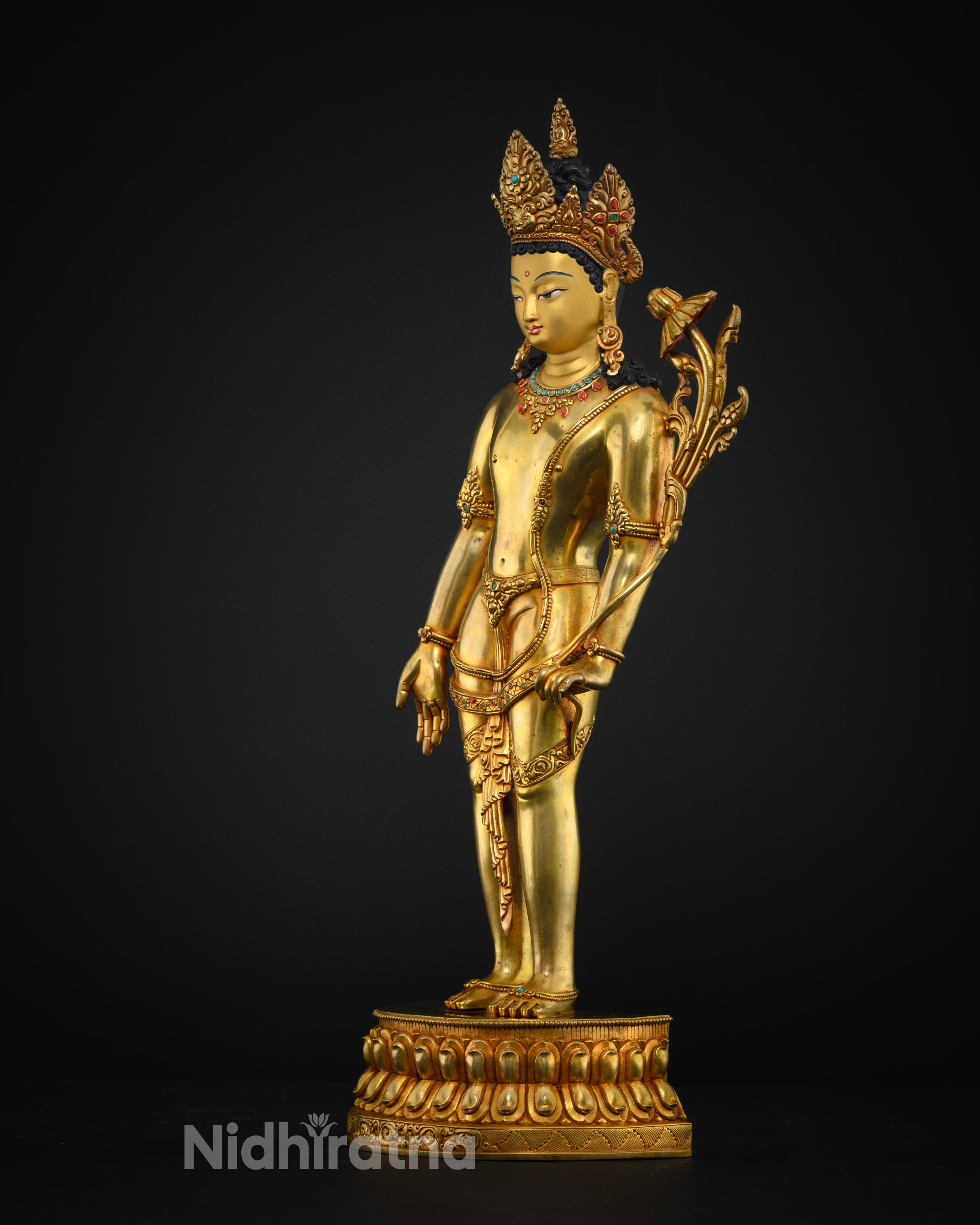 Padmapani Avalokiteshvara Statue | 24k Gold plated for spirituality