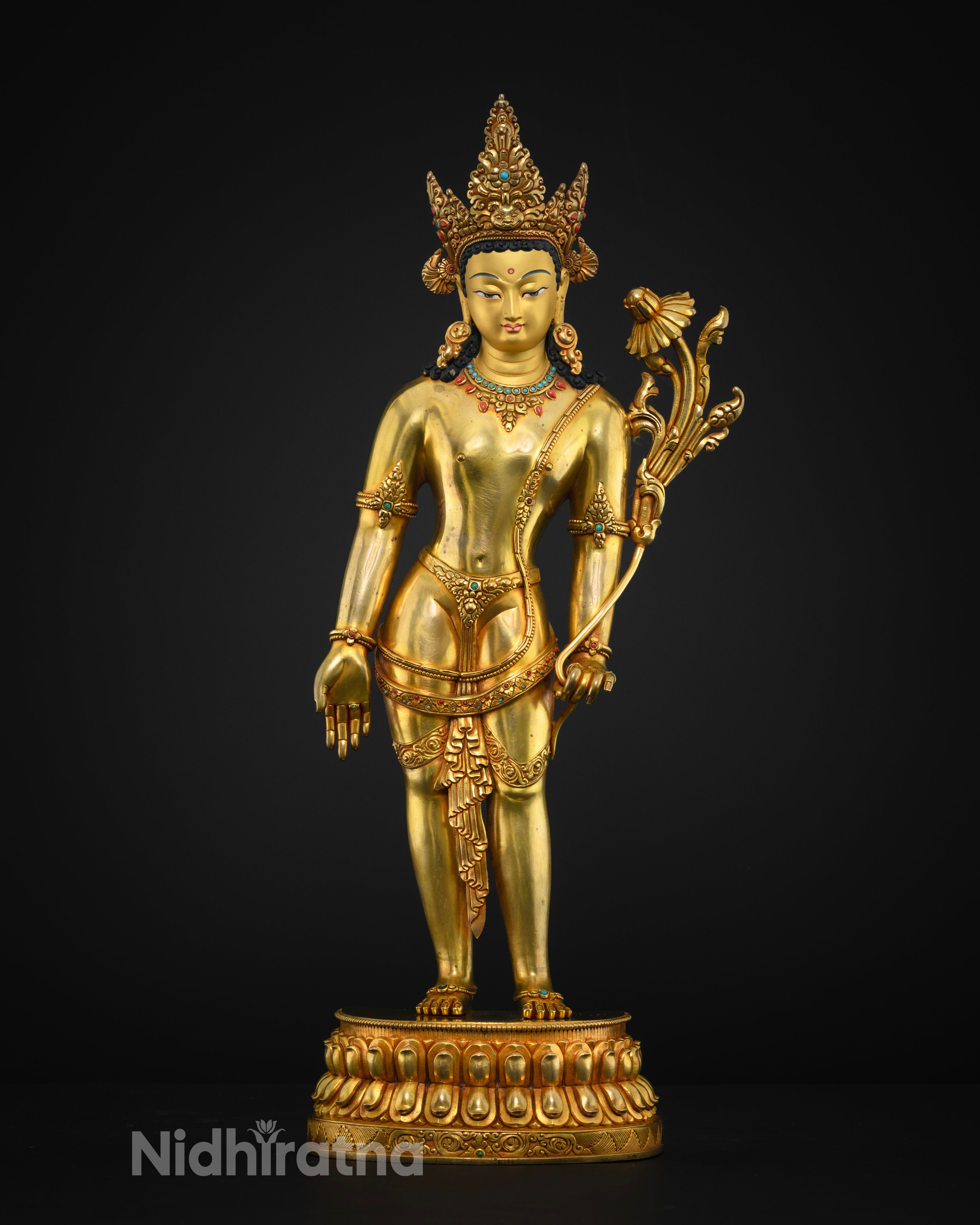 Padmapani Avalokiteshvara Statue | 24k Gold plated for spirituality