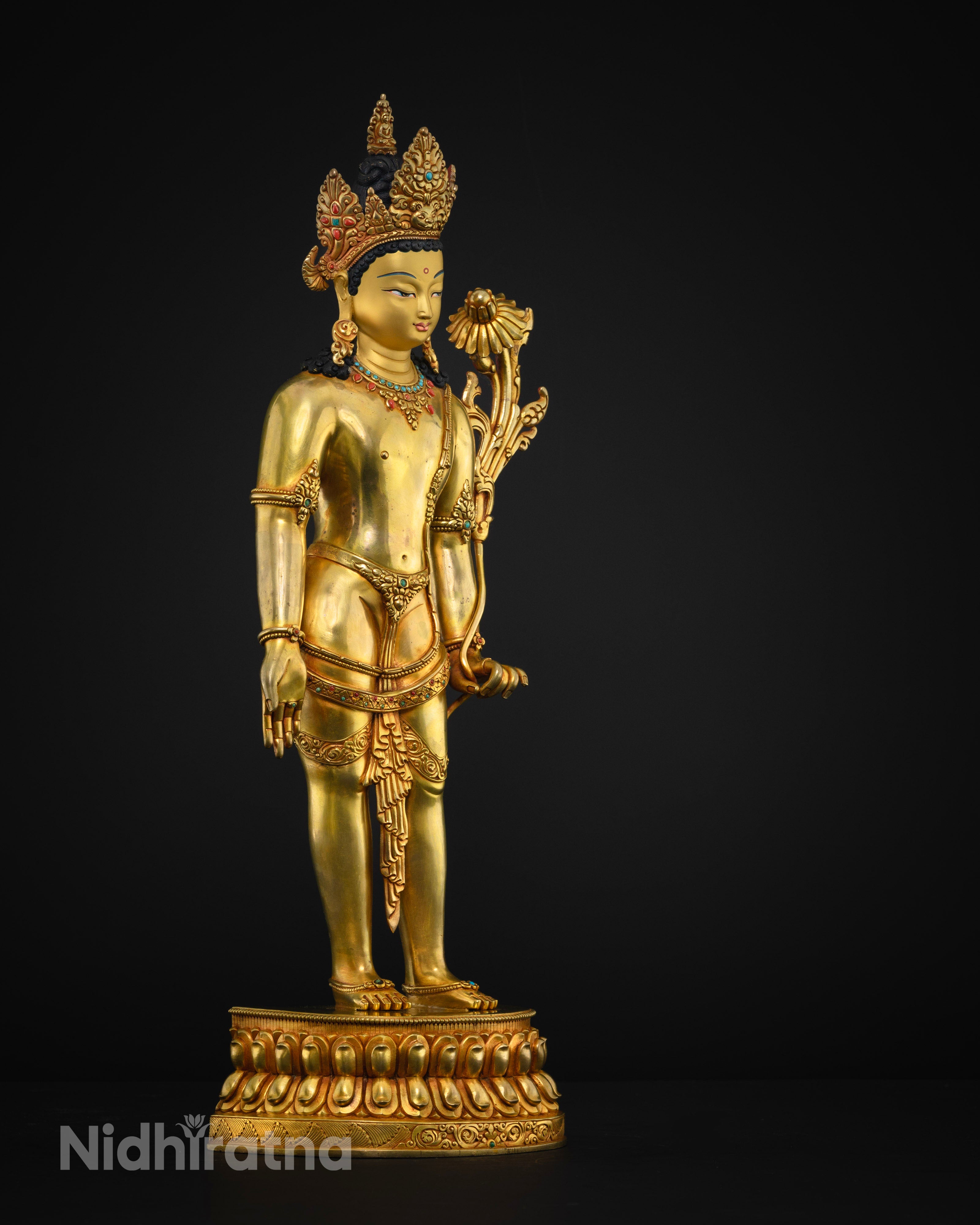 Padmapani Avalokiteshvara Statue | 24k Gold plated for spirituality