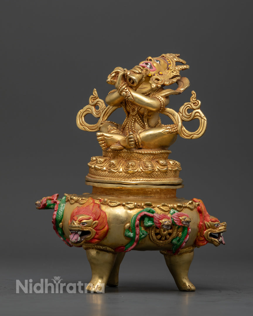 Vajradhaka Statue | 24K Gold-Gilded Tibetan Fire Ritual Deity