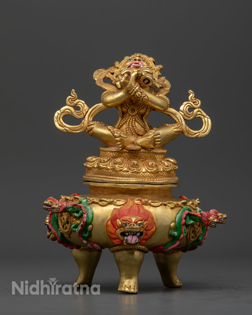 Vajradhaka Statue | 24K Gold-Gilded Tibetan Fire Ritual Deity
