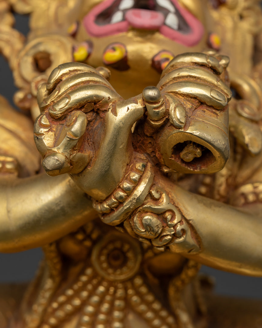 Vajradhaka Statue | 24K Gold-Gilded Tibetan Fire Ritual Deity