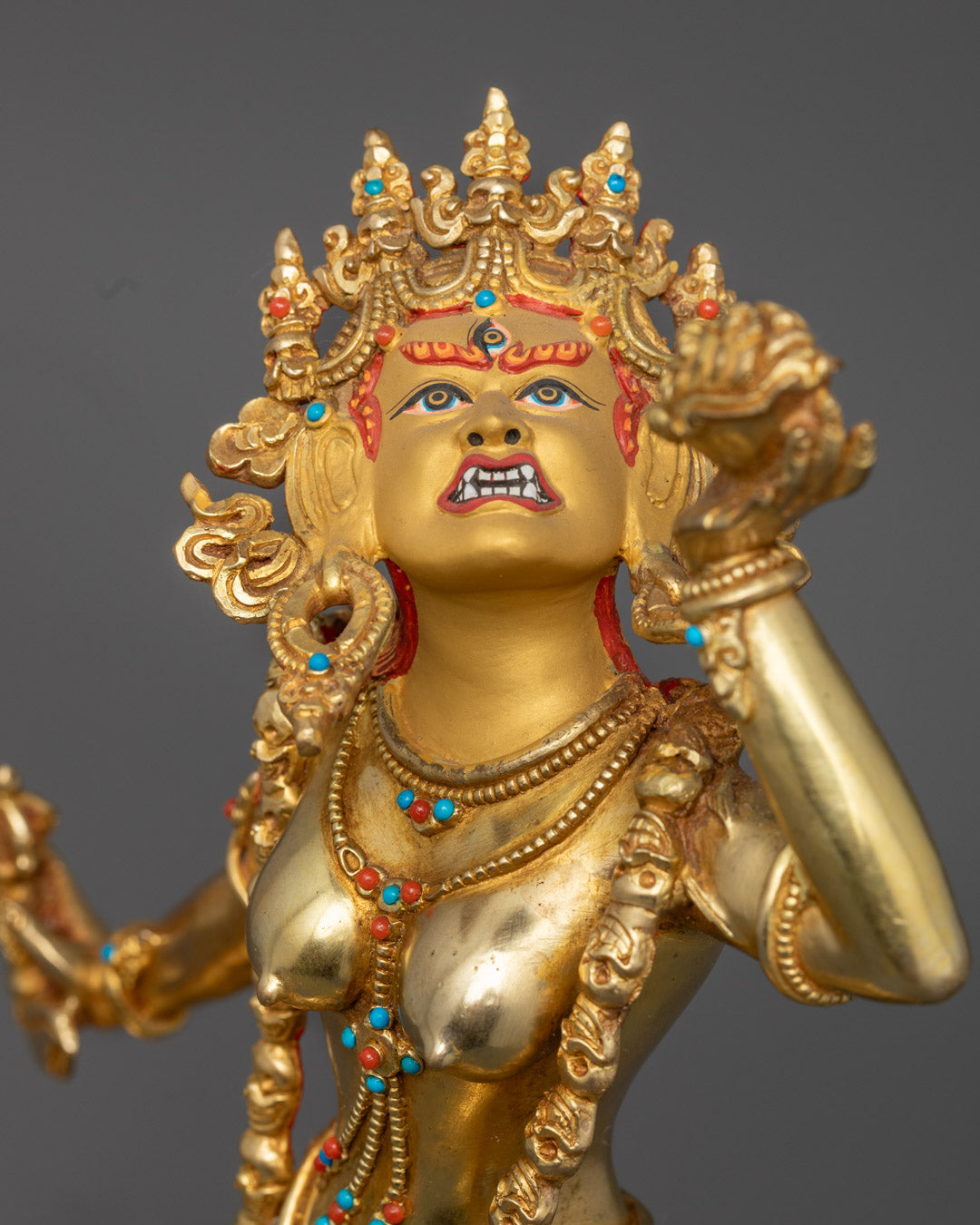 Handcrafted Vajrayogini Statue in 24k Gold Gilded Copper