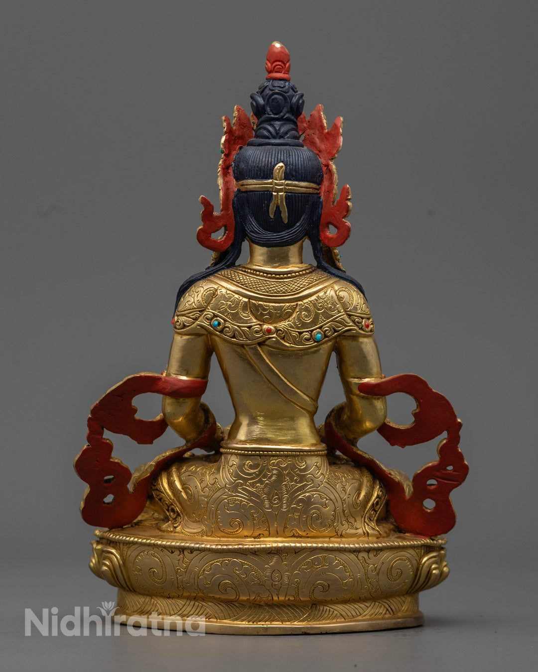 Amitayus Statue | Hand-Carved 24k Gold Gilded Copper