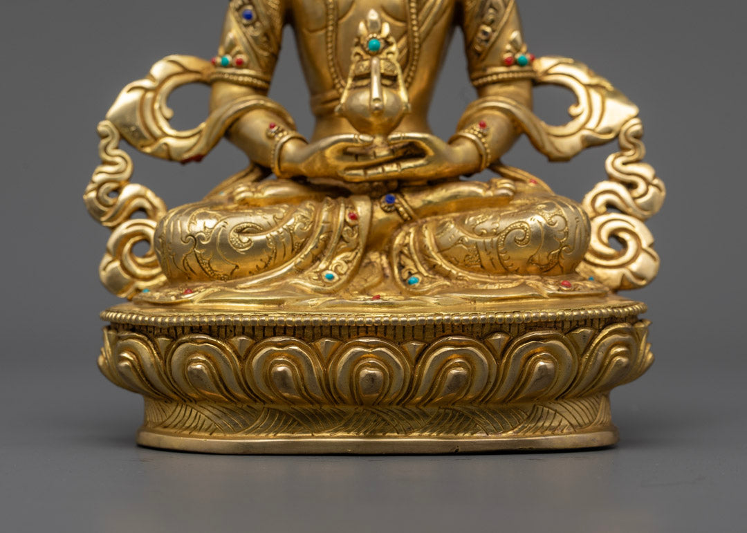 Amitayus Statue | Hand-Carved 24k Gold Gilded Copper