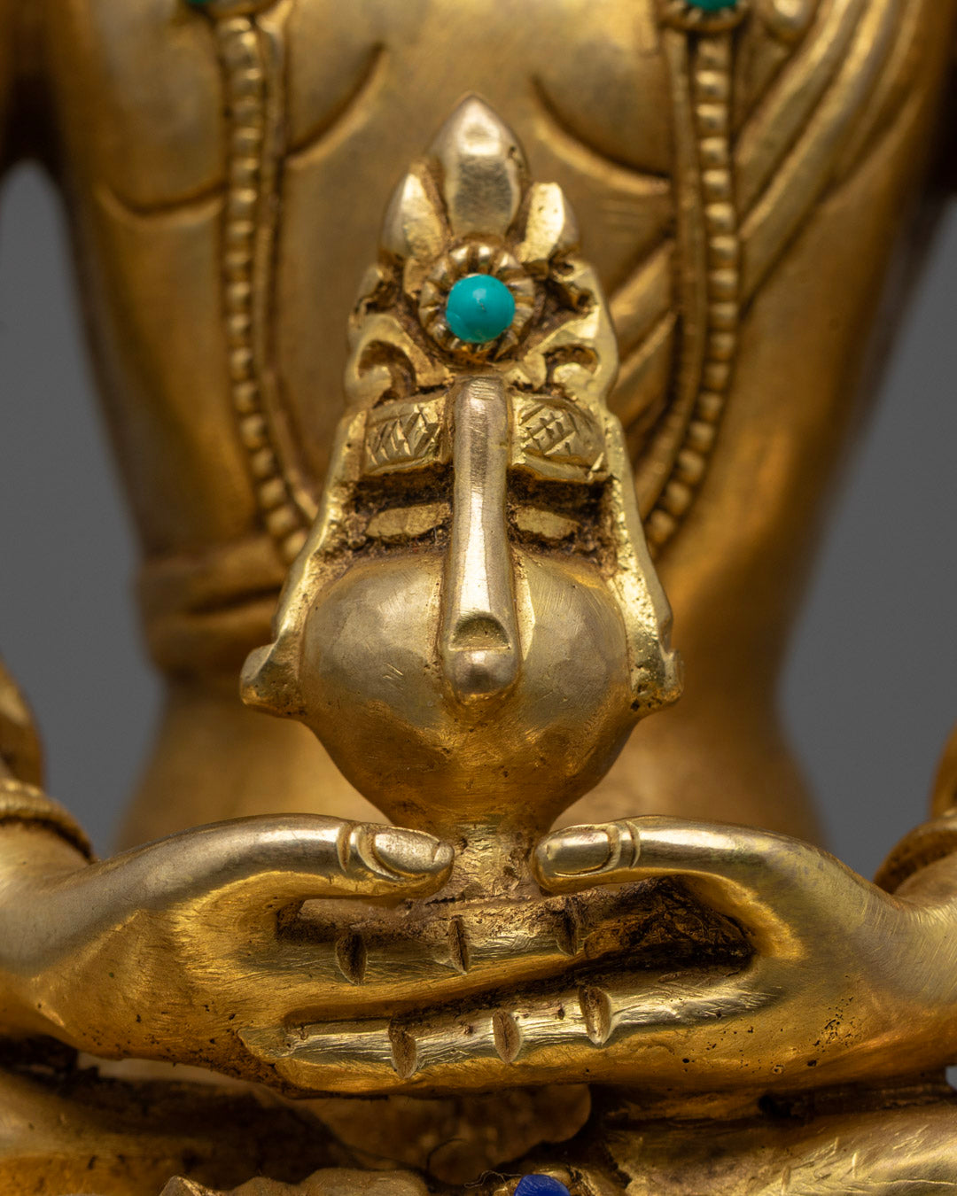 Amitayus Statue | Hand-Carved 24k Gold Gilded Copper