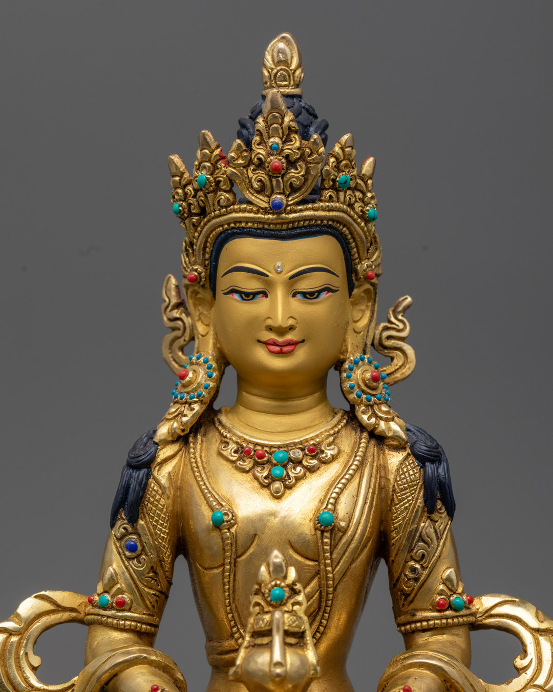 Amitayus Statue | Hand-Carved 24k Gold Gilded Copper