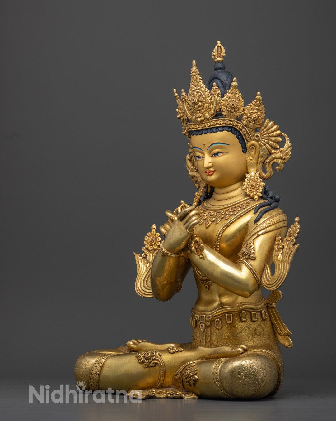 Vajradhara Statue | Stunning 24K Gold Copper Sculpture