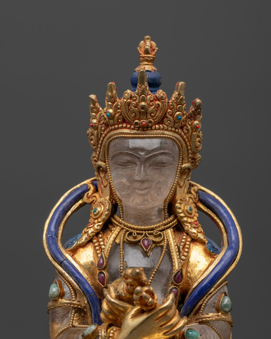 Crystal Primordial Buddha Vajradhara Statue