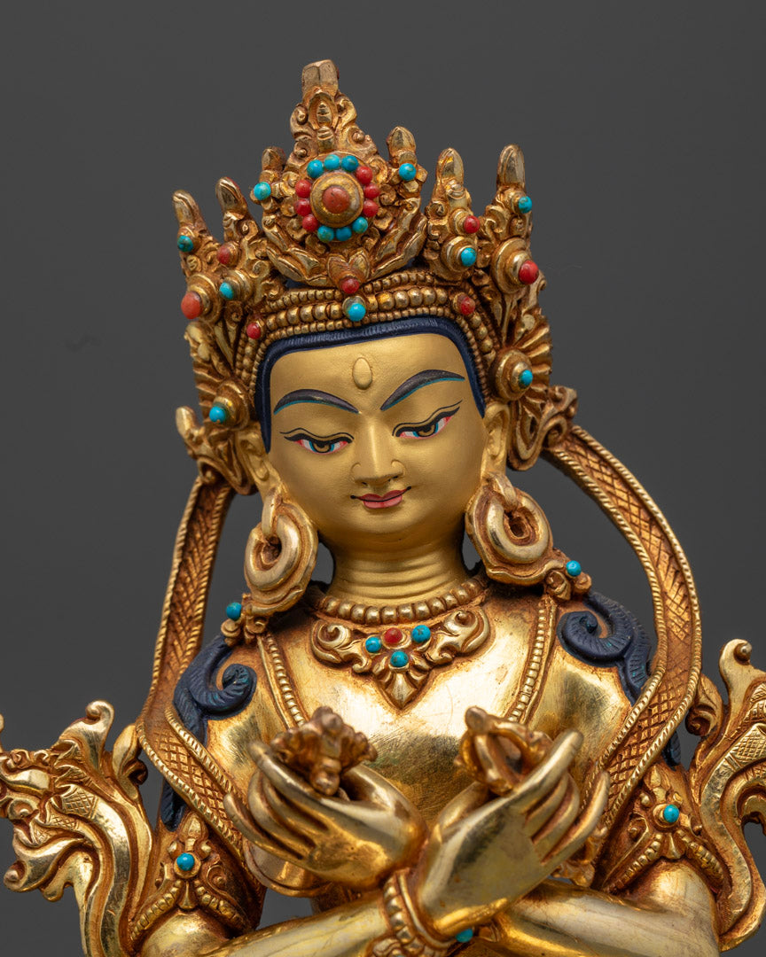 Vajradhara Dharmakaya Buddha Statue | 24k Gold Gilded Artwork