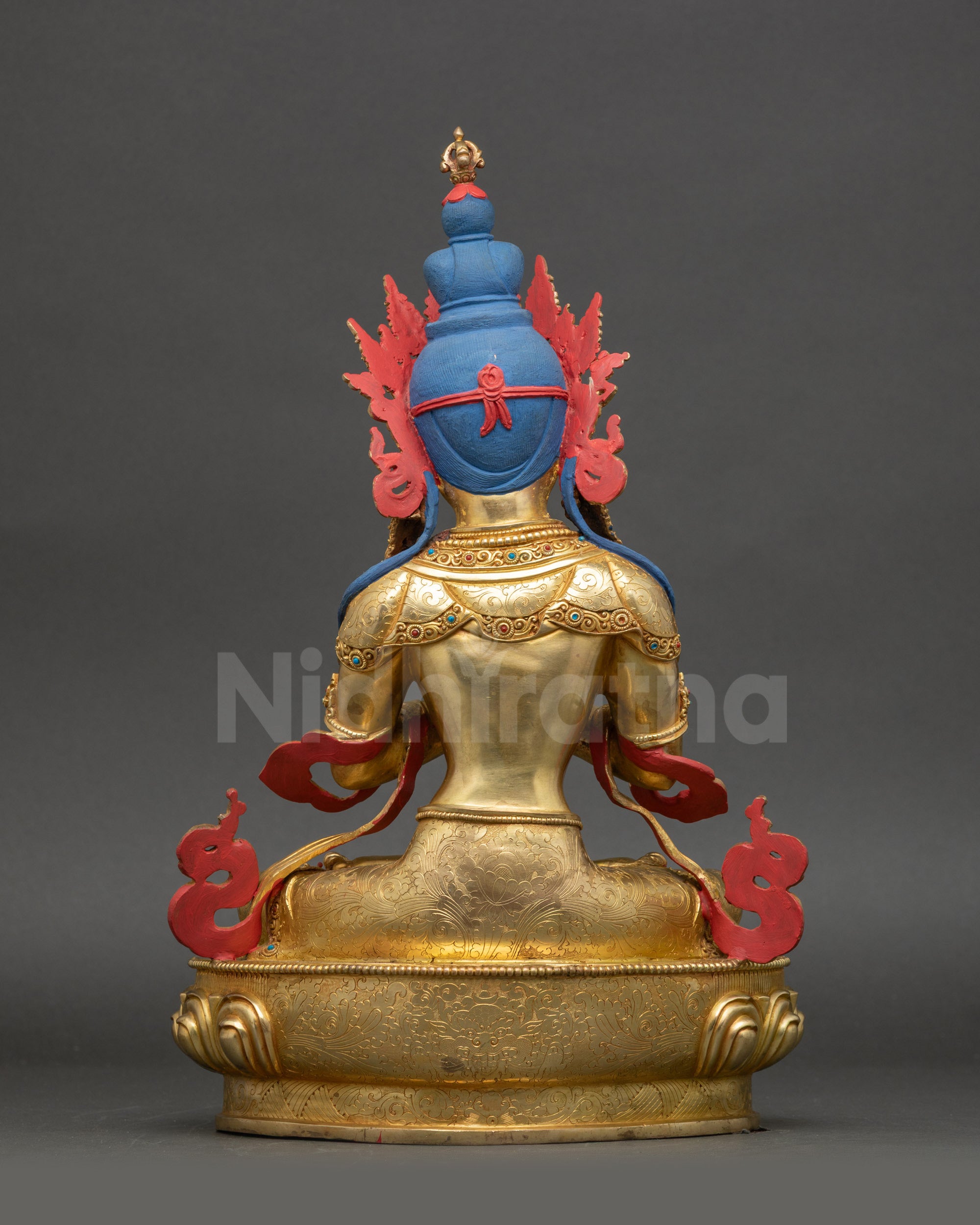 Vajradhara Buddha Statue back view detailed craftsmanship Nepalese art