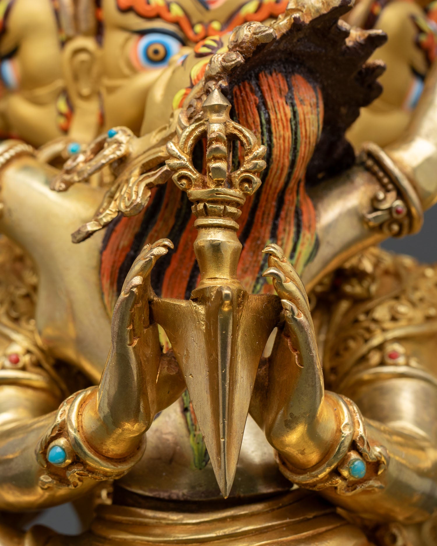 24K Gold Vajrakilaya Statue | Himalayan Buddhist Sculpture