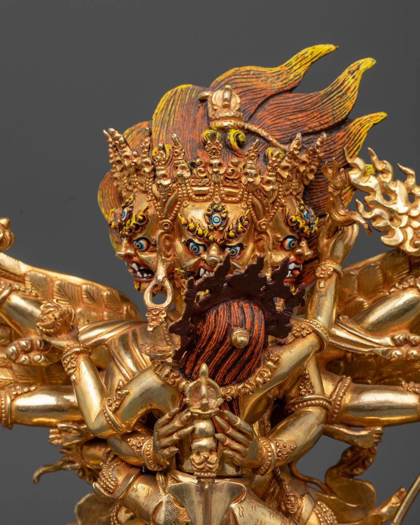 Vajrakilaya Statue with Consort: Sacred Buddhist Art for Protection