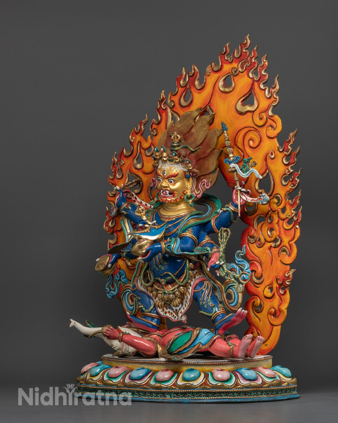 Six Armed Mahakala Statue | Hand-Carved Copper