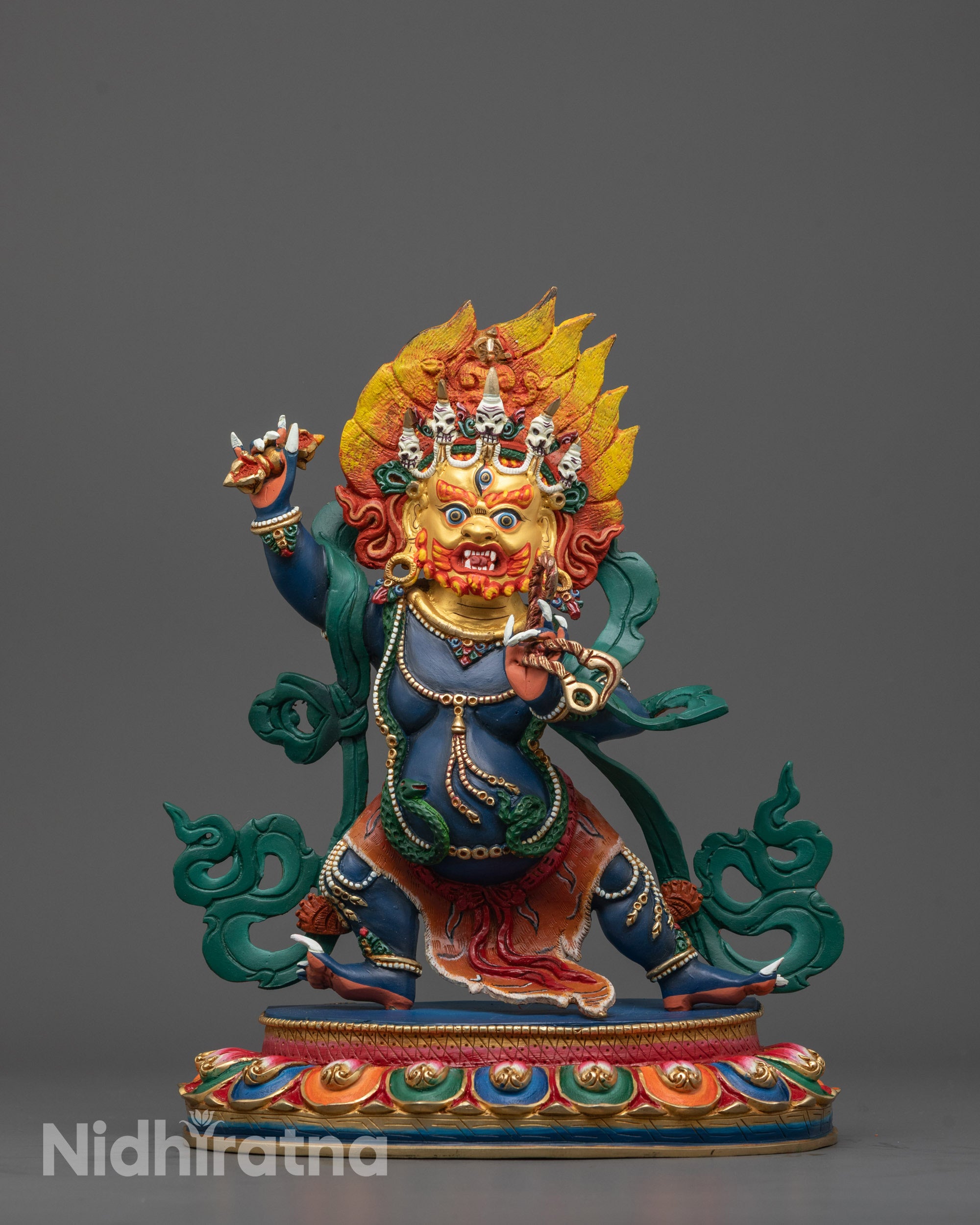 Wrathful Blue Colored Vajrapani Statue | Powerful Protector