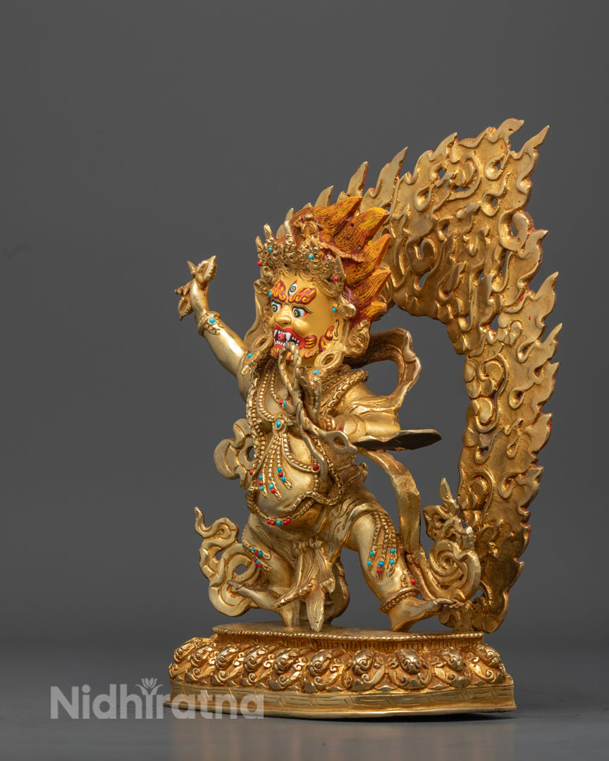 Vajrapani deity figurine | Symbolic Vajrapani statue | Vajrapani statue with intricate detailing