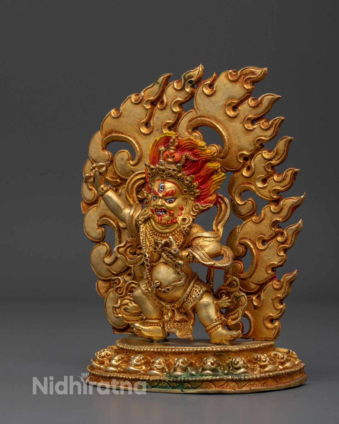 Vajrapani statue’s Lasso representing binding of negative forces in Tibetan Buddhist art