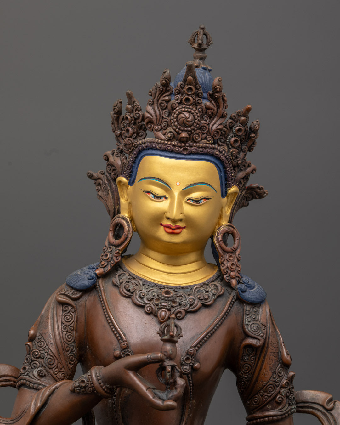 Vajrasattva Statue | Nepalese Copper Art with Gold Highlights