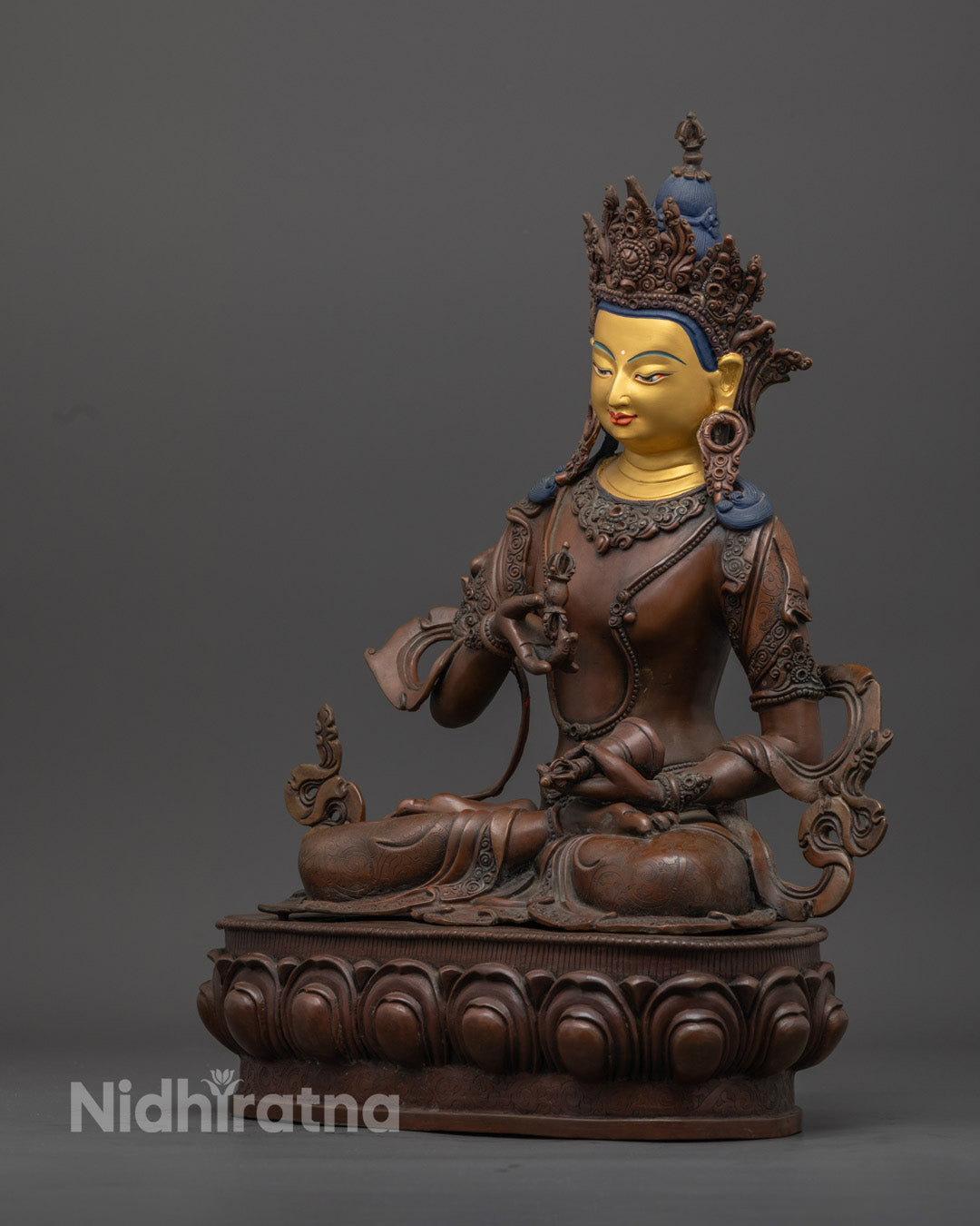 Vajrasattva Statue | Nepalese Copper Art with Gold Highlights