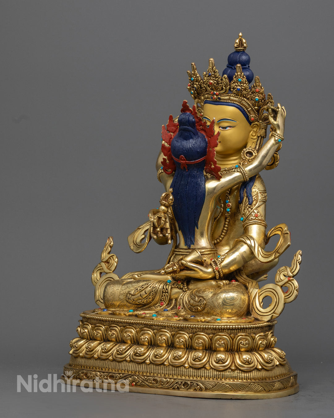 Vajrasattva Statue | Gold-Gilded Buddhist Purification Icon