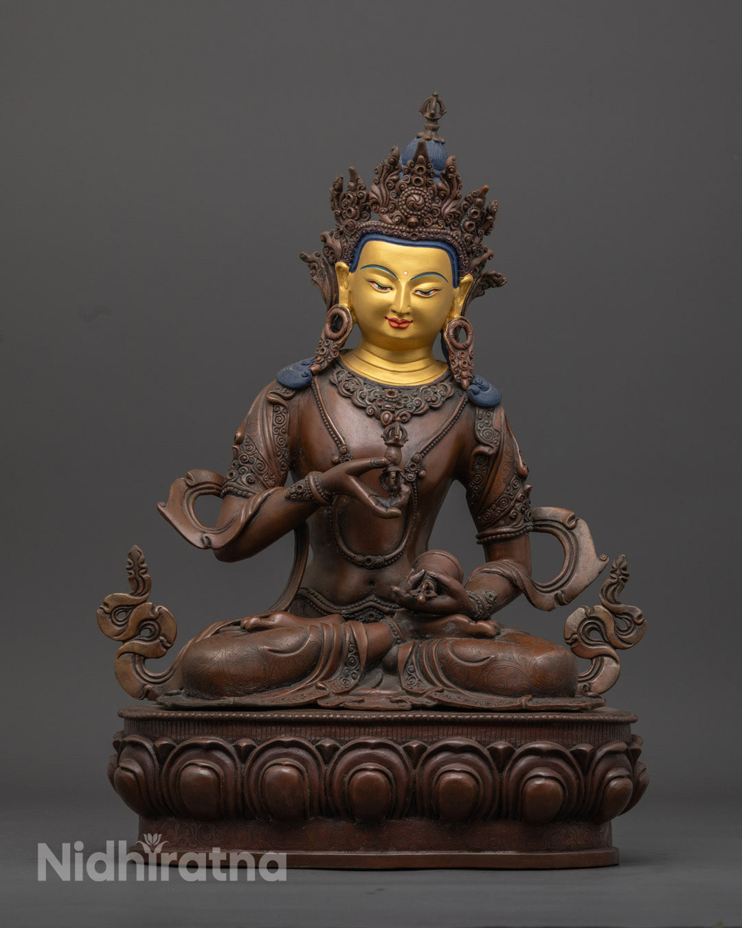 Vajrasattva Statue | Nepalese Copper Art with Gold Highlights