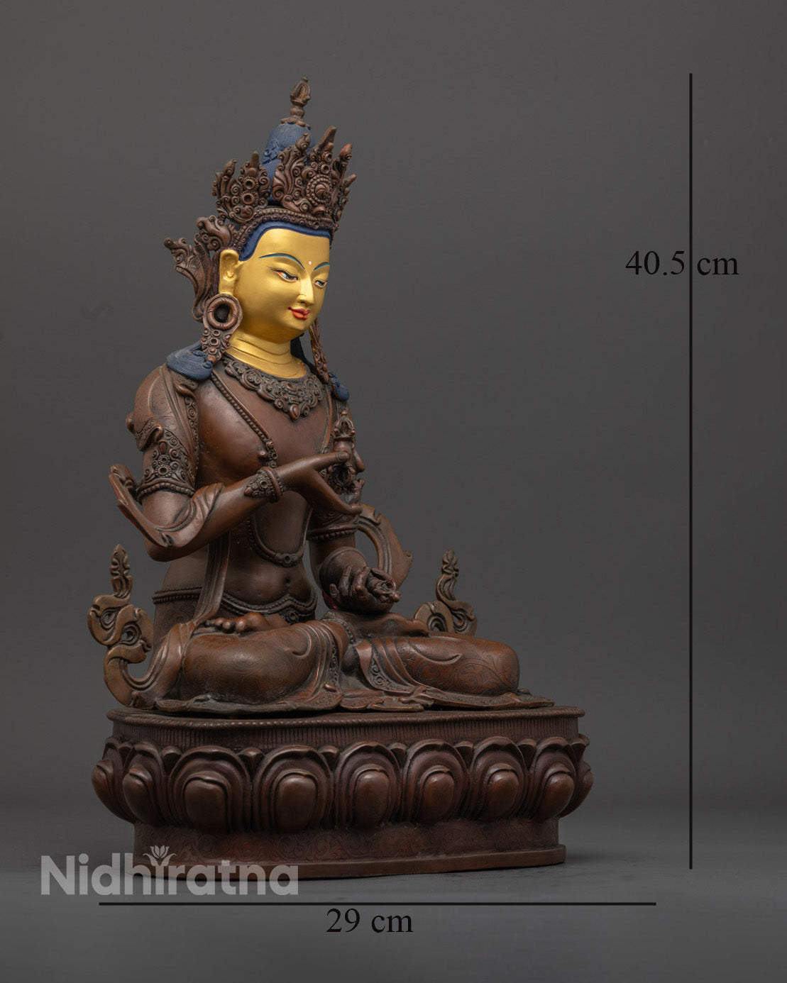 Vajrasattva Statue | Nepalese Copper Art with Gold Highlights