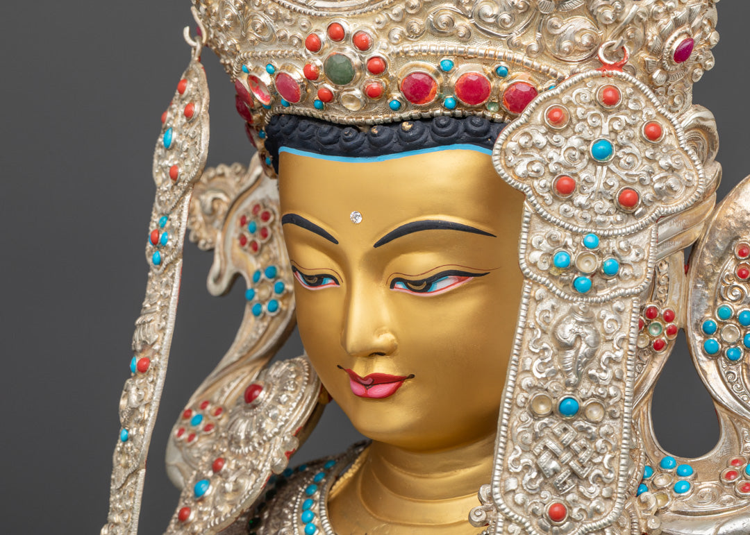 Silver-Crown Jowo Rinpoche Statue | Oxidized Made Body