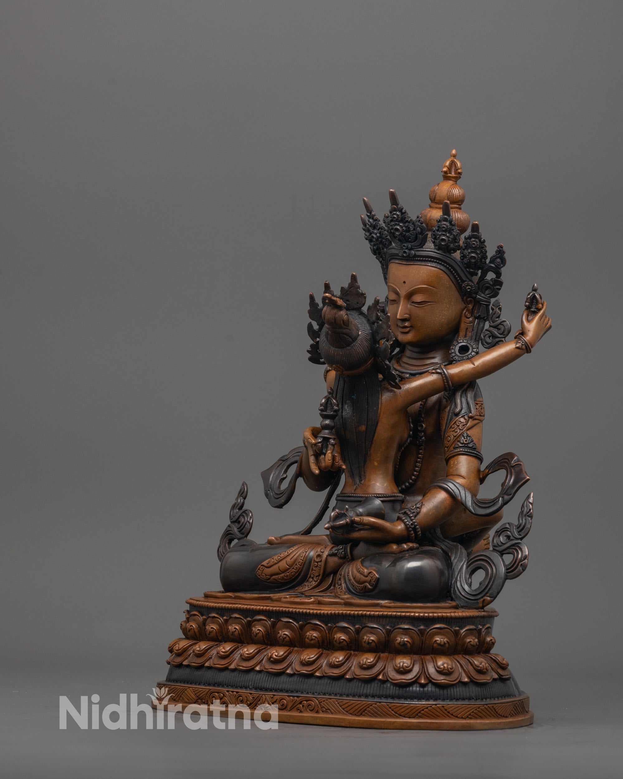 Oxidized Vajrasattva Union Statue | Artwork Featuring Divine Consort