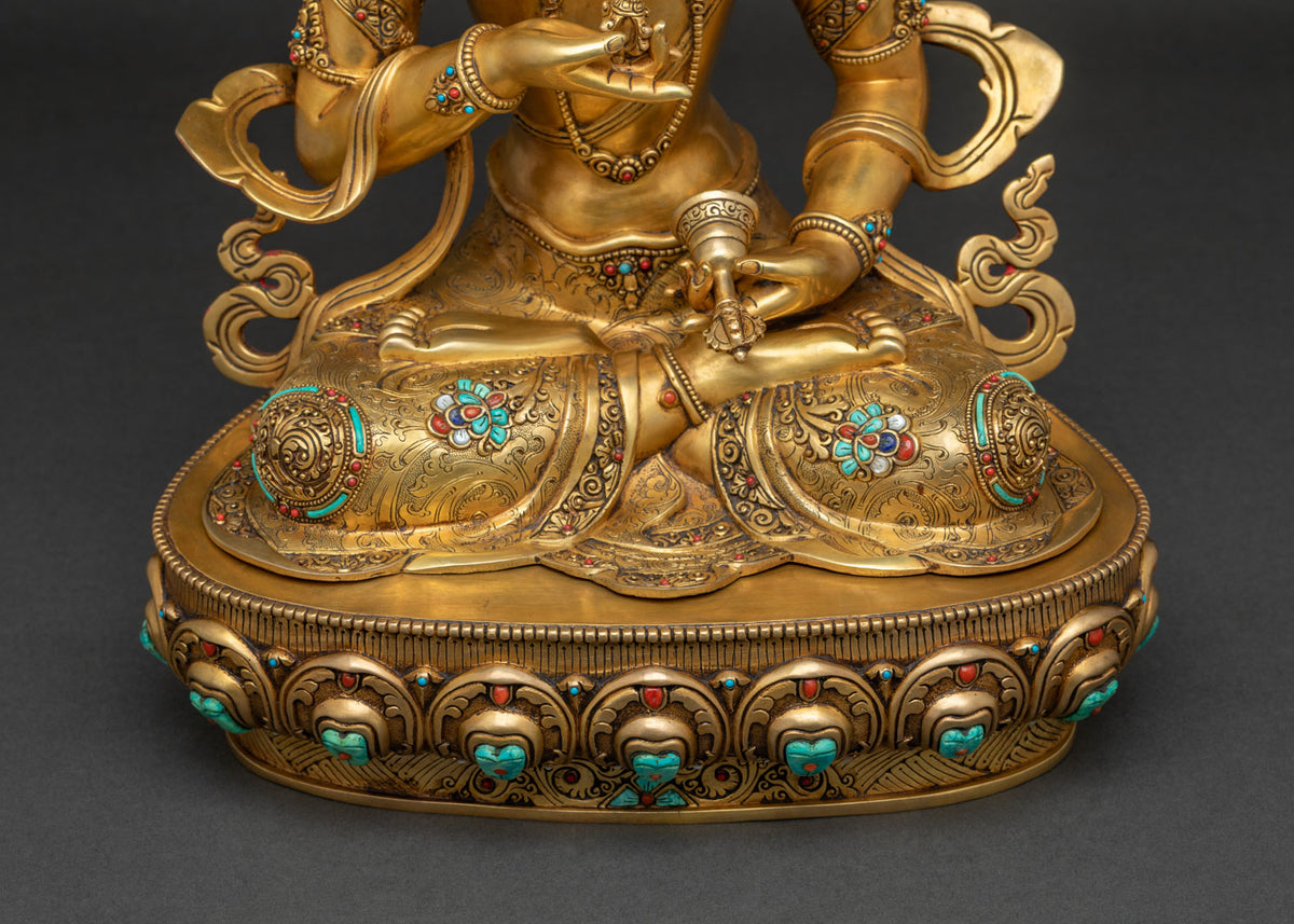 Vajrasattva (Dorje Sempa) Statue - 24K Gold Fire-Gilded Copper Idol