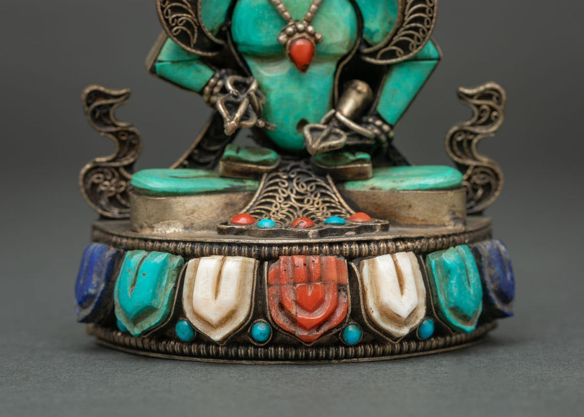 Turquoise Vajrasattva Statue | Traditional Nepalese Craftsmanship