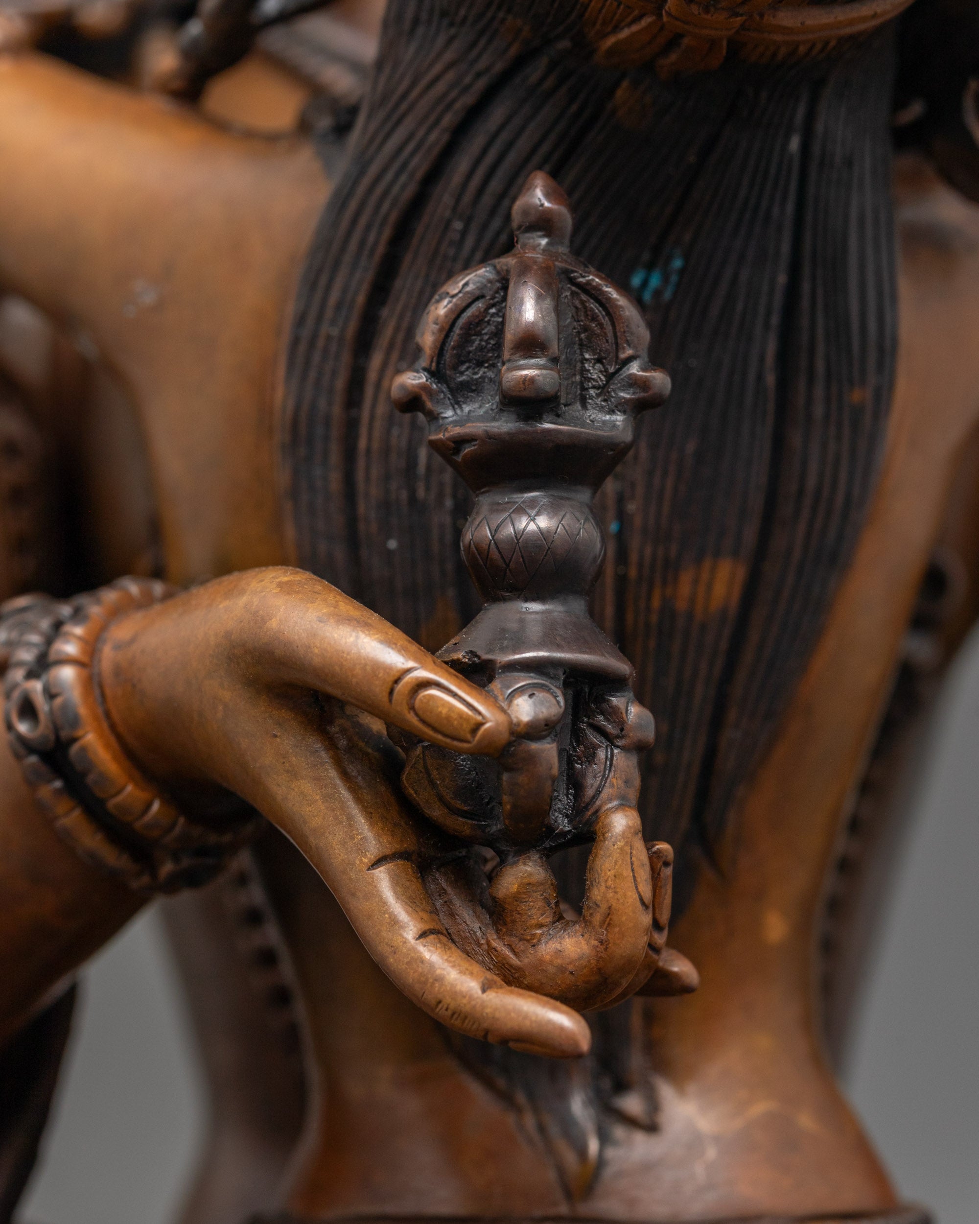 Oxidized Vajrasattva Union Statue | Artwork Featuring Divine Consort