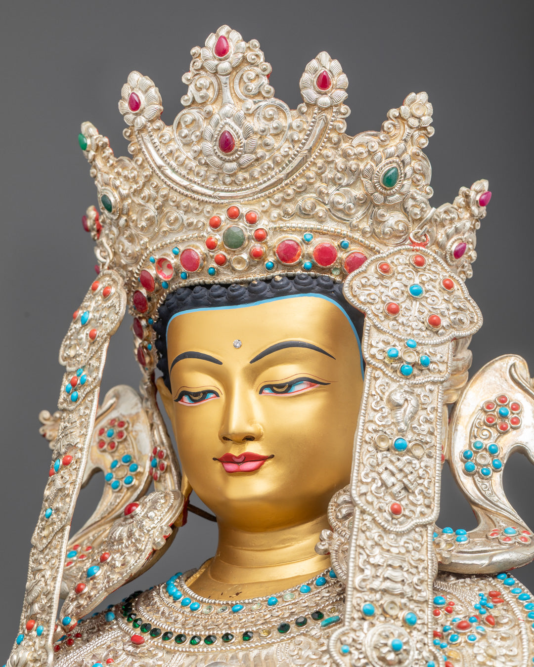 Silver-Crown Jowo Rinpoche Statue | Oxidized Made Body