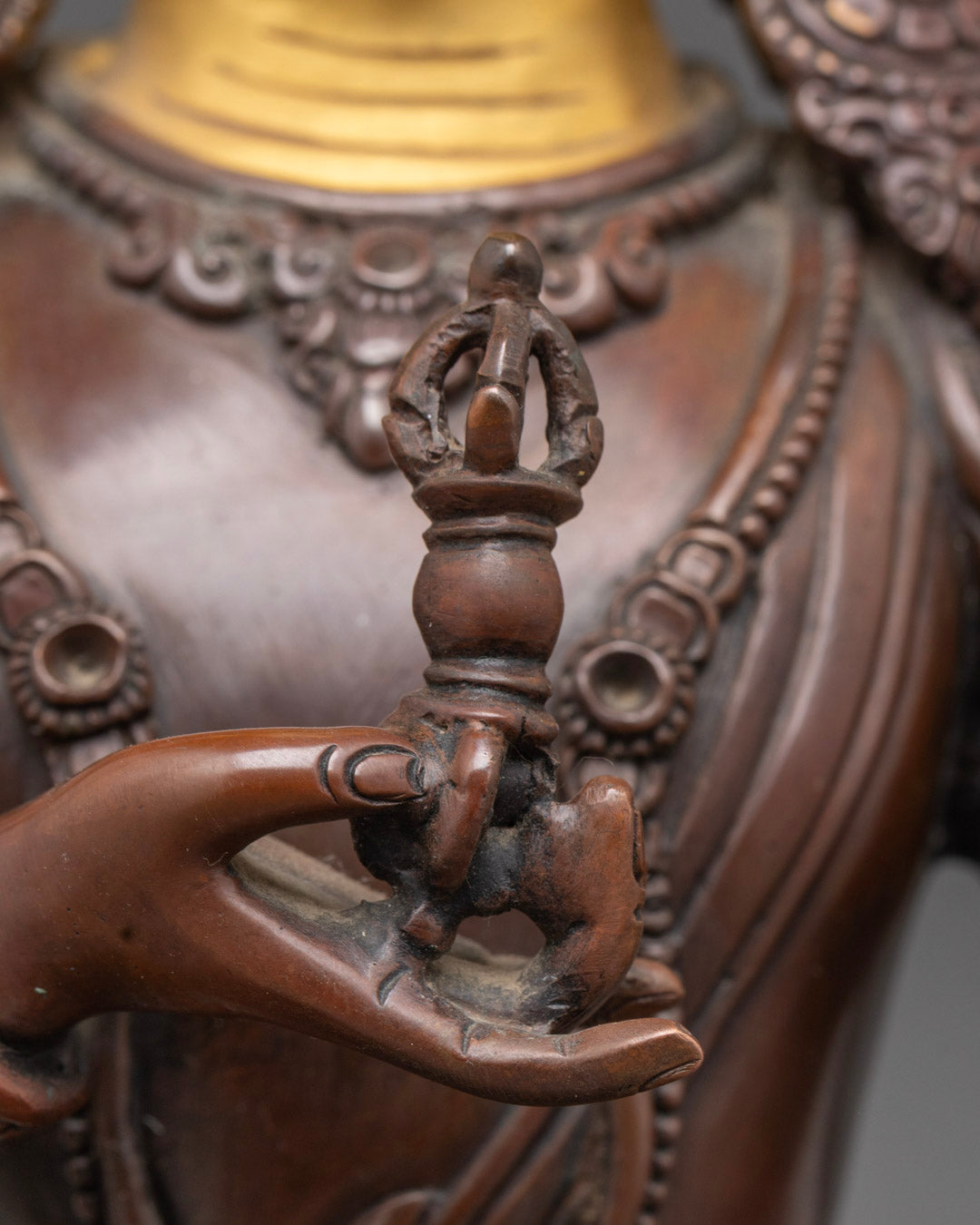 Vajrasattva Statue | Oxidized Copper with Gold Face