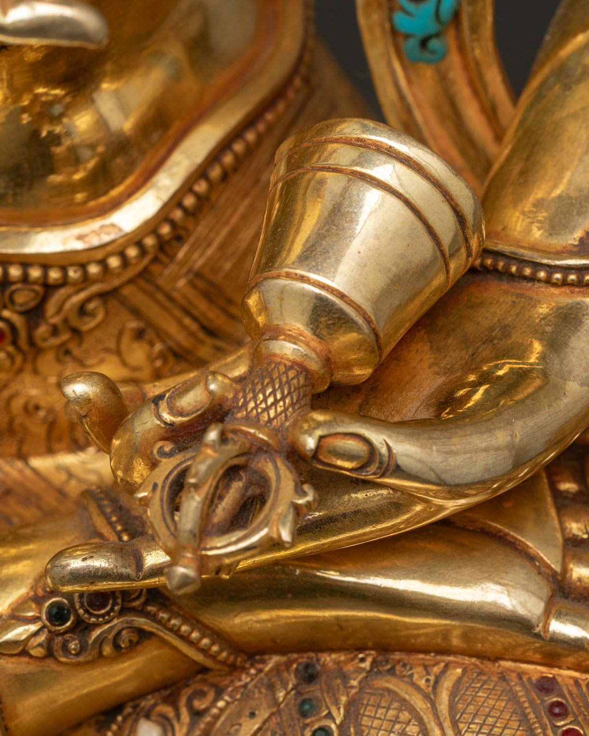 25 inch Tall Vajrasattva Statue from Nepal | Gold Fire-Gilded Figurine