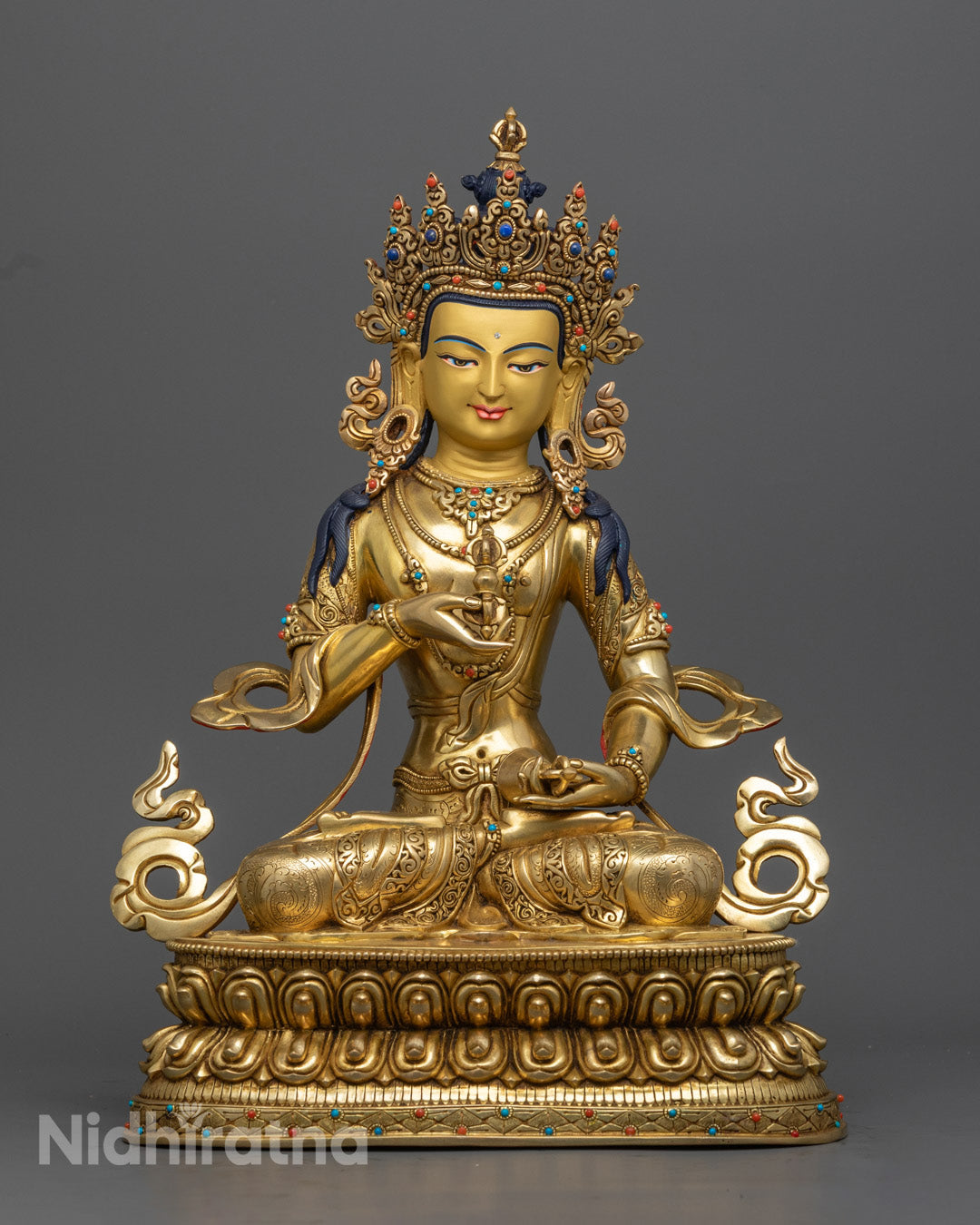 Vajrasattva Sculpture | Gold-Gilded Himalayan Statue