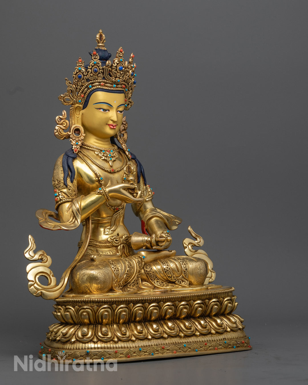 Vajrasattva Statue – Handcrafted 24k Gold-Gilded Copper Buddhist Sculpture from Nepal