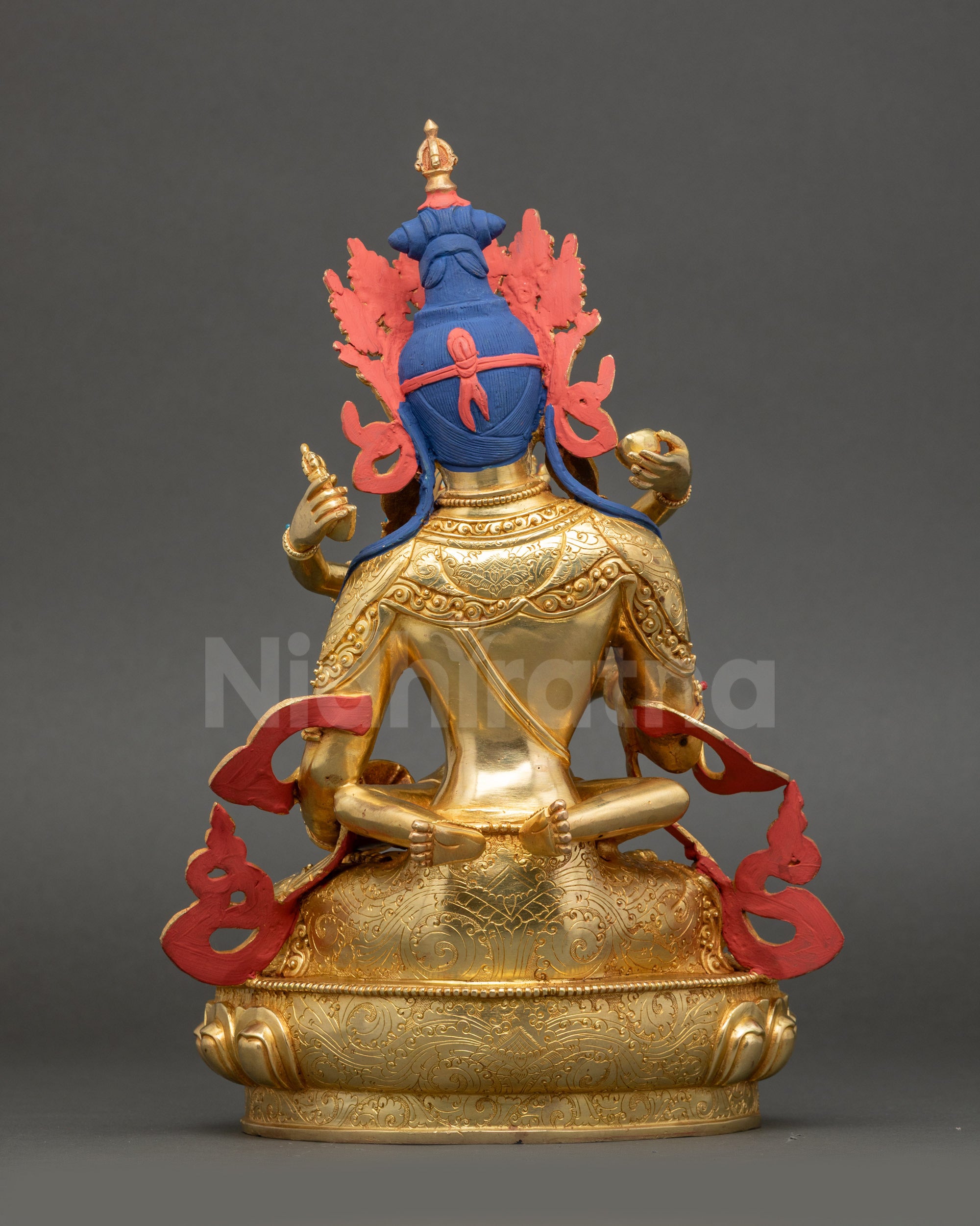 Vajrasattva and consort Buddhist statue, gold-gilded copper finish