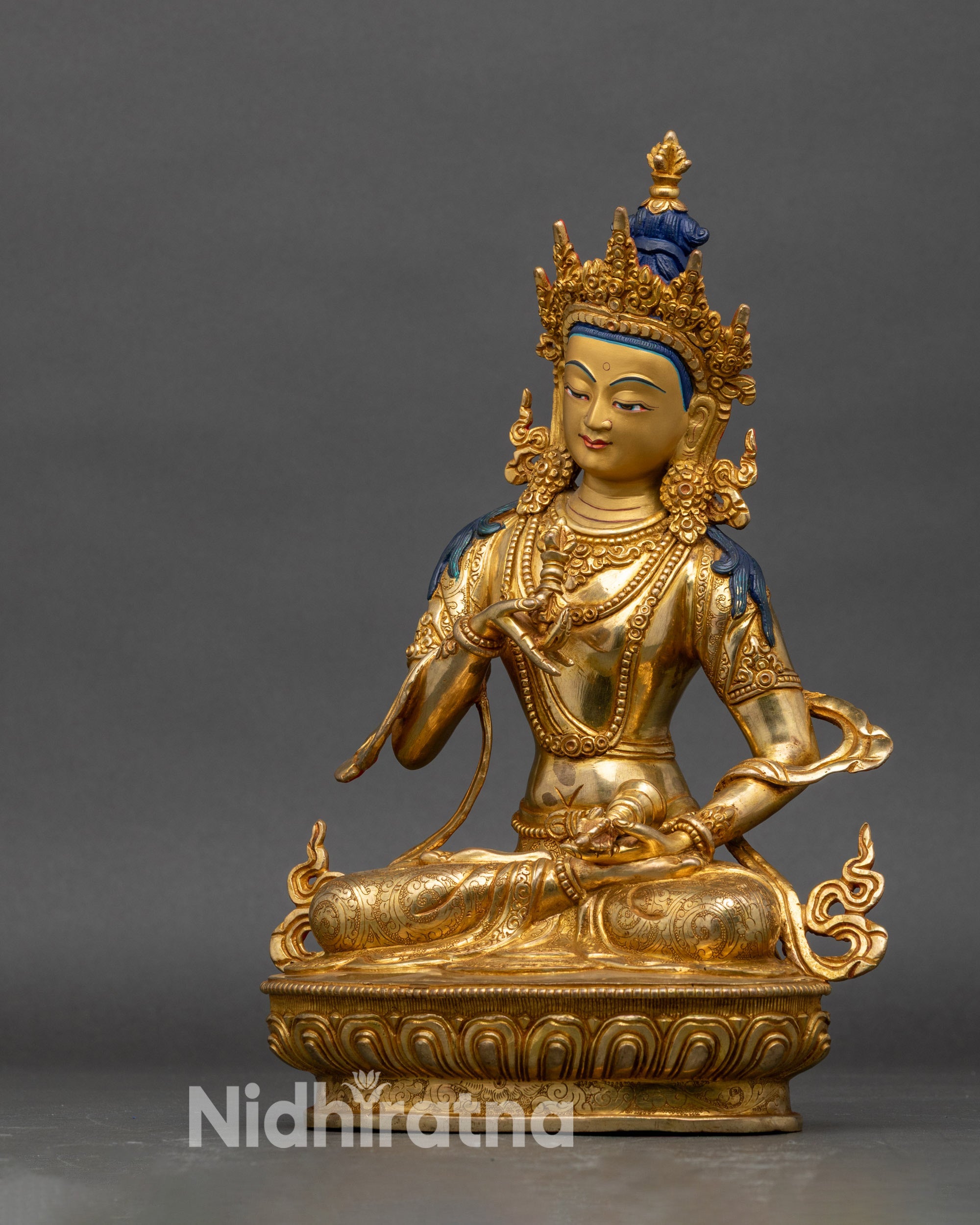 Vajrasattva purification deity holding vajra and bell, handcrafted in Patan, Nepal