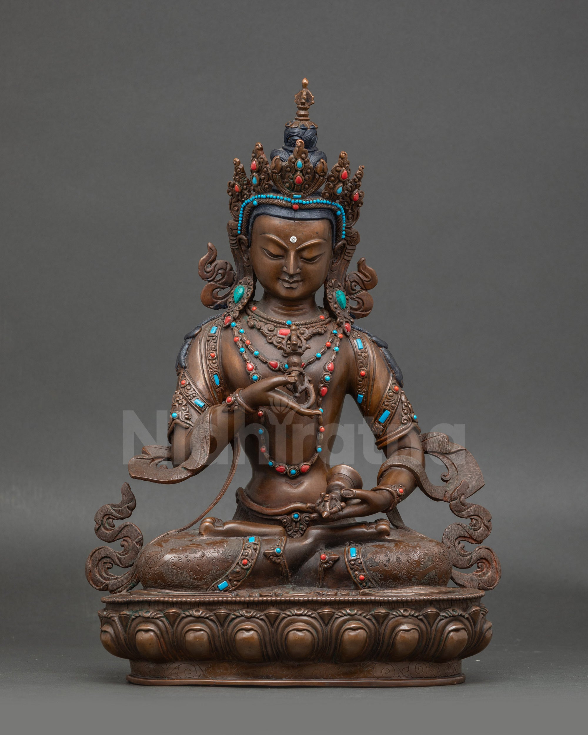 Vajrasattva statue for meditation altar, handcrafted Nepalese Buddhist deity
