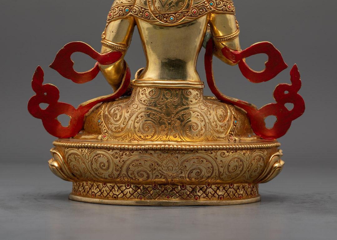 Gold Gilded Vajrasattva Statue with Jeweled Crown