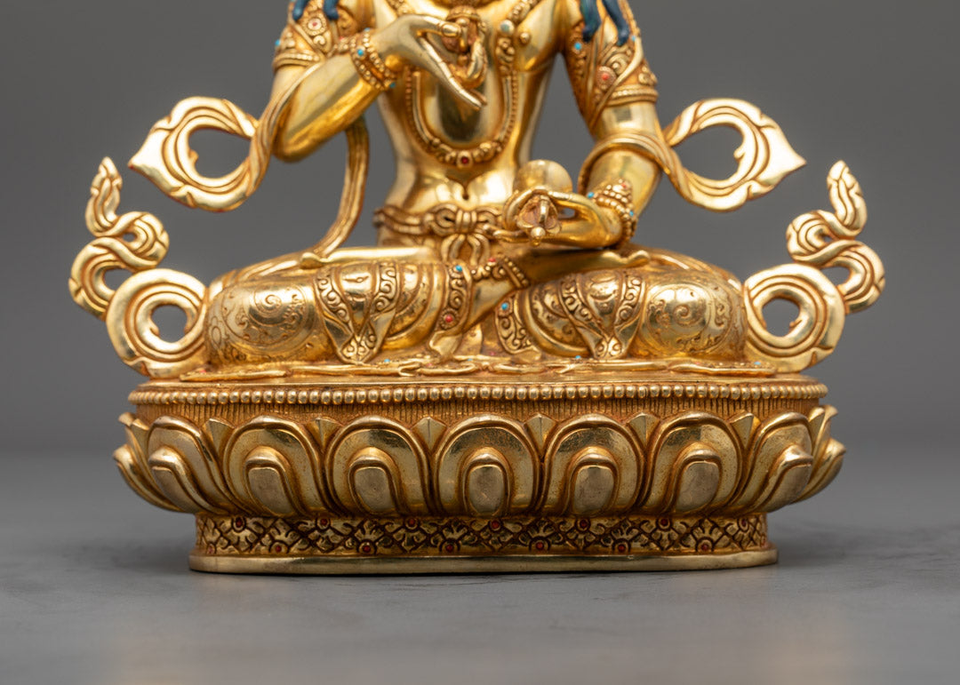Gold Gilded Vajrasattva Statue with Jeweled Crown