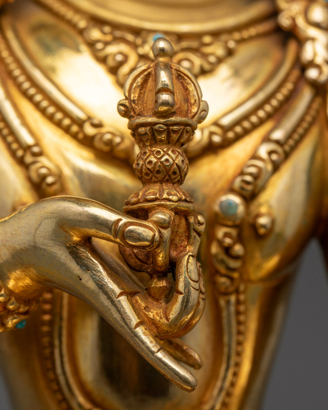 Gold Gilded Vajrasattva Statue with Jeweled Crown