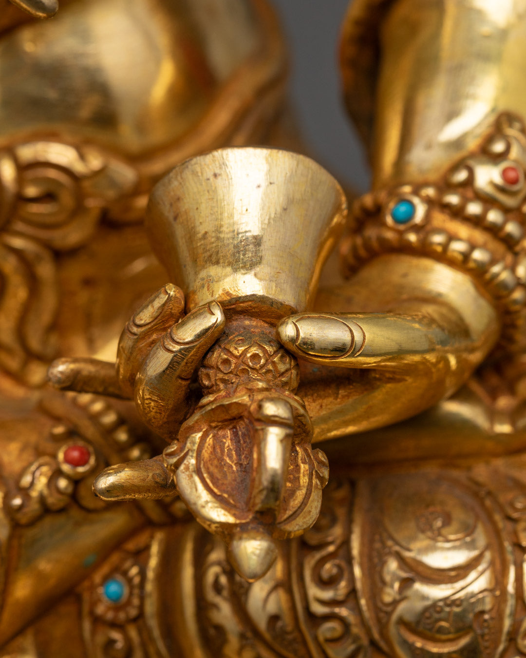 Gold Gilded Vajrasattva Statue with Jeweled Crown