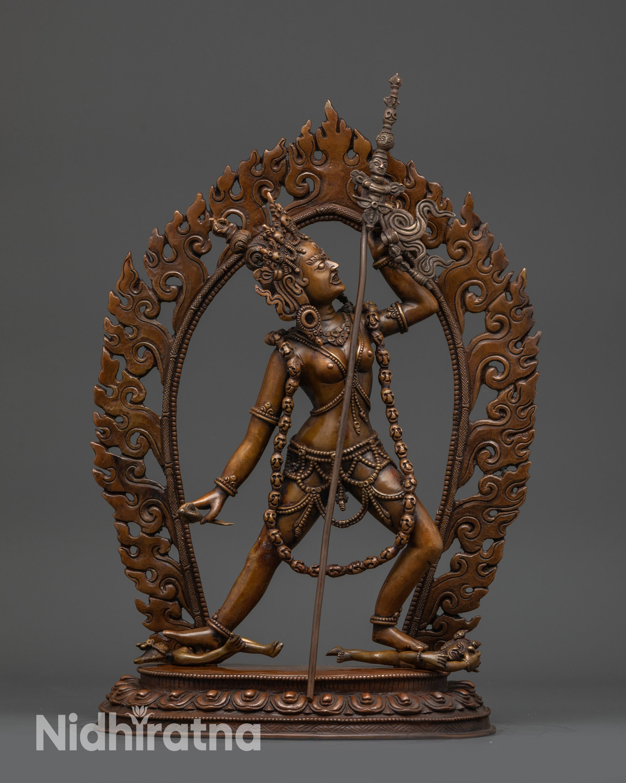 Vajrayogini oxidized copper statue front view tantric goddess meditation sculpture Nepal