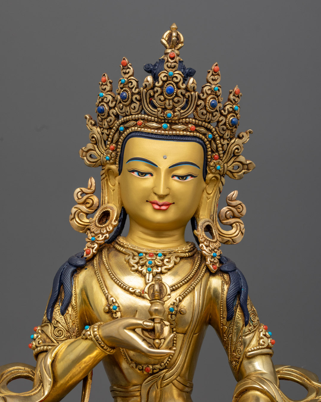 Vajrasattva Sculpture | Gold-Gilded Himalayan Statue