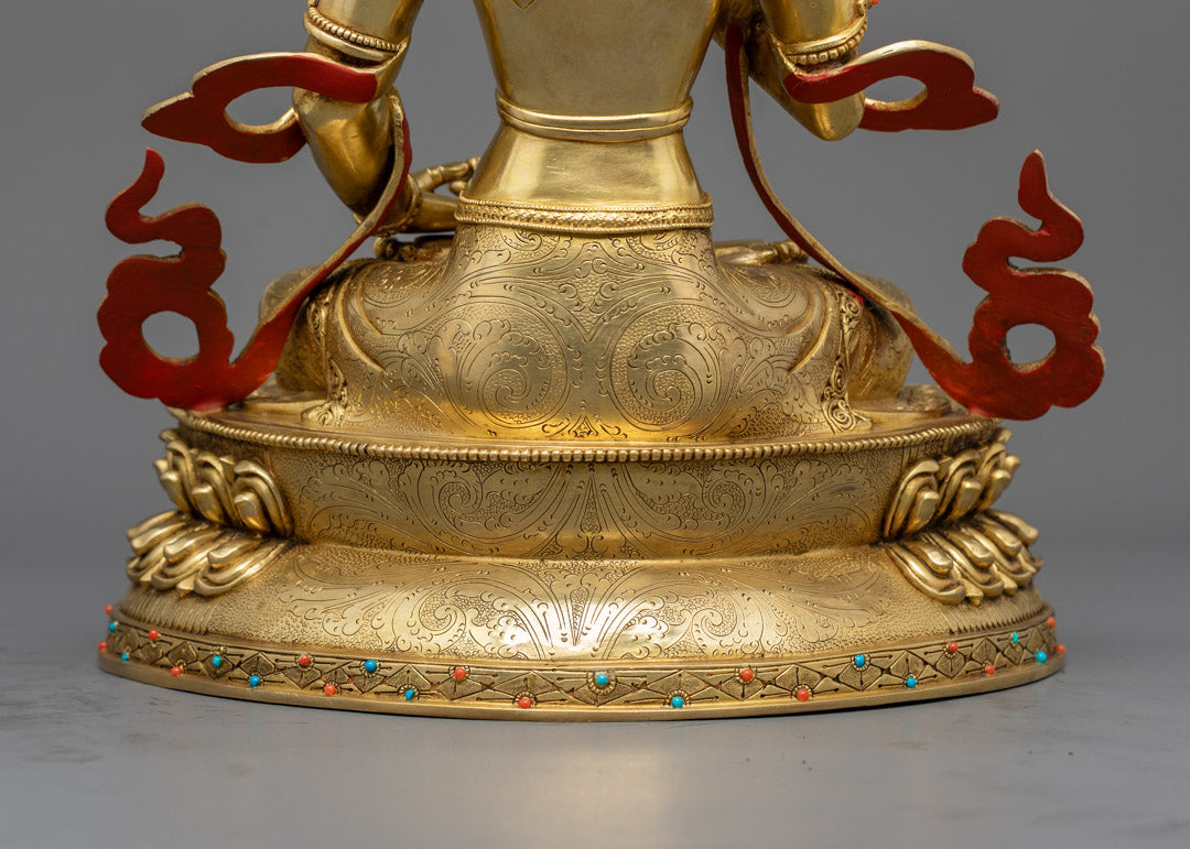 Vajrasattva Sculpture | Gold-Gilded Himalayan Statue