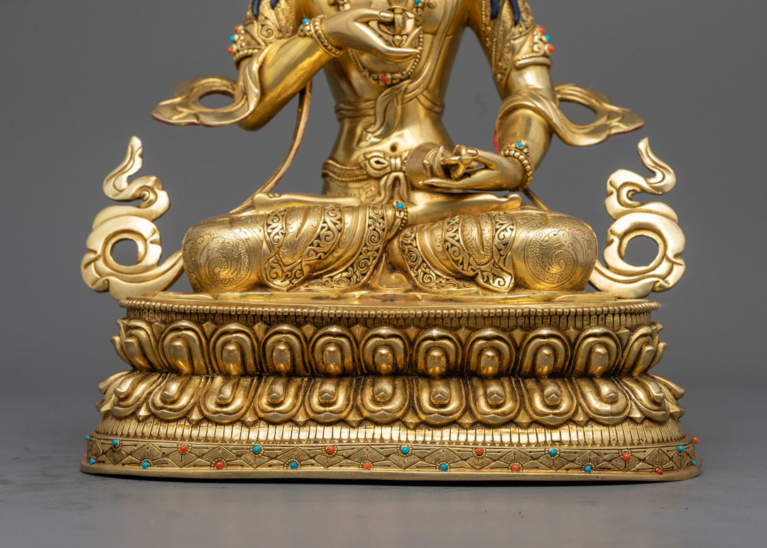 Vajrasattva Sculpture | Gold-Gilded Himalayan Statue