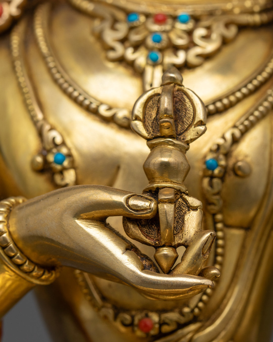 Vajrasattva Sculpture | Gold-Gilded Himalayan Statue