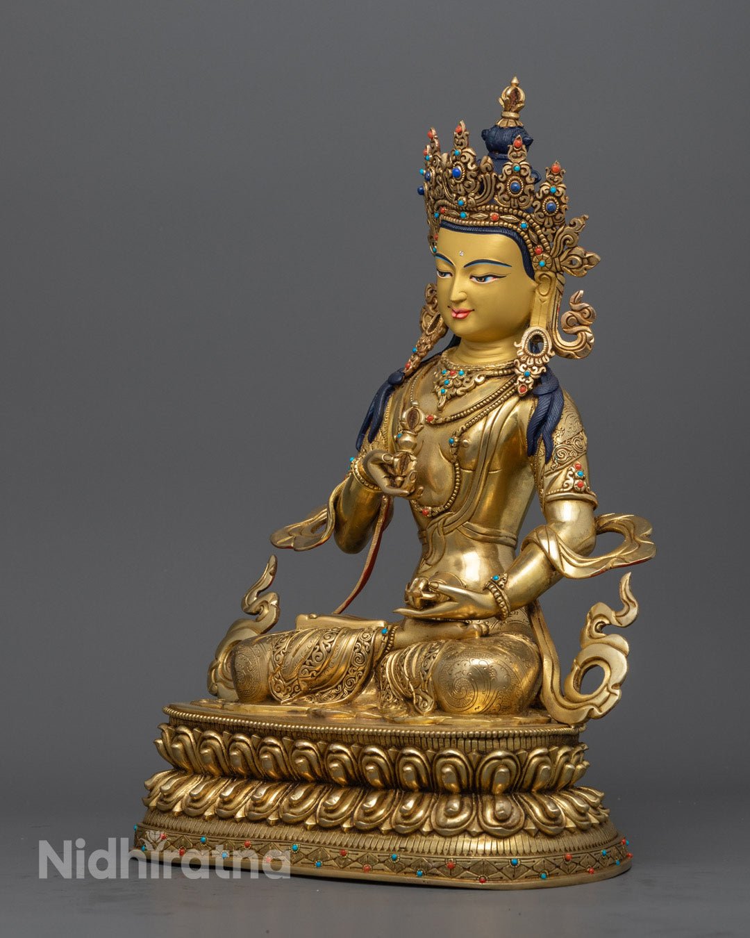 Vajrasattva Sculpture | Gold-Gilded Himalayan Statue